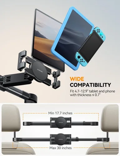 Vista 6 de JOYROOM Soporte para tablet iPad para asiento trasero de automóvil, brazo de extensión, soporte para iPad Pro, Air, Mini, Galaxy Tab, Kindle Fire