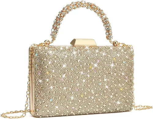 Vista 7 de CARIEDO Bolso de Mano Tipo Clutch con Lentejuelas para Mujer, Elegante Bolso de Noche con Purpurina Brillante, Cartera de Noche Llamativa