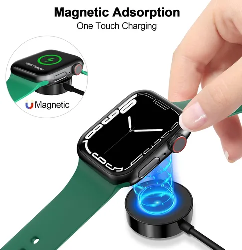 Vista 5 de Cable de carga magnético para cargador de Apple Watch, puerto USB C, cable de carga inalámbrico compatible con iWatch Series Negro