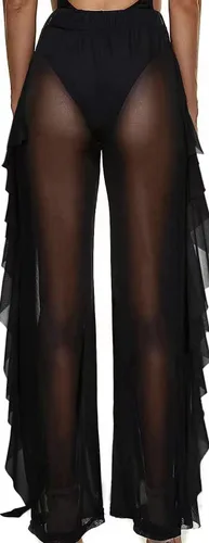 Vista 2 de Willow Dance Pantalones de malla transparente con volantes para mujer, diseño de perspectiva, parte inferior de bikini