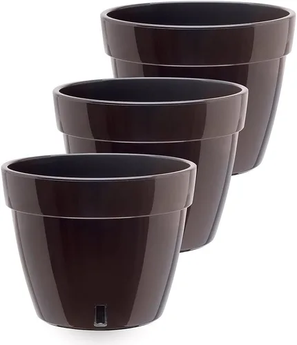 Vista 18 de Gardenera ASTI - Maceta de autoriego de 7.1 pulgadas en color negro-dorado/negro, maceta moderna con indicador de nivel de agua para todas
