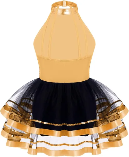 Vista 47 de CHICTRY Vestido tutú de ballet con lentejuelas brillantes para niñas y niñas, moderno disfraz de baile latino de jazz