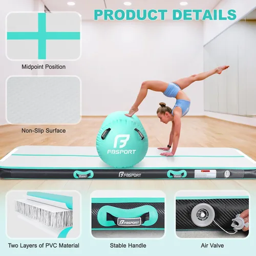 Vista 2 de Inflatable Air Gymnastics Mat 4 inches Thickness and Air Roller 40x23.6 inches with Electric Air Pump 10ft/13ft Training Mats for Home Use