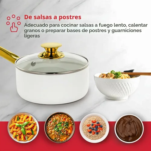 Vista 9 de Holstein Housewares Sartén antiadherente de cerámica de 2.5 cuartos de galón con tapa, sartén multiusos para cocinar a fuego lento y hervir, mango