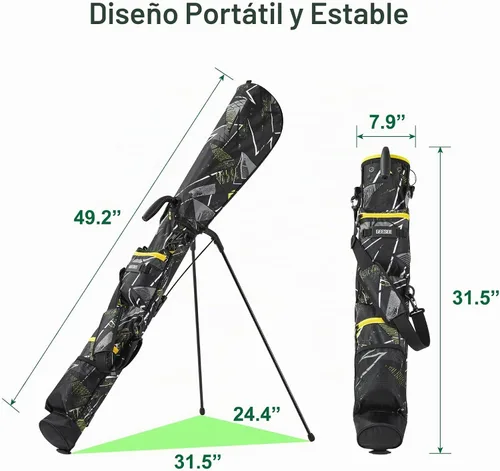 Vista 2 de Golf Stand Bag, 2 Way Dividers Golf Bag Negro