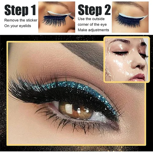 Vista 4 de Pestañas postizas, delineador de ojos reutilizables y calcomanías de pestañas de 7 colores, impermeables, fáciles de poner y quitar, pestañas