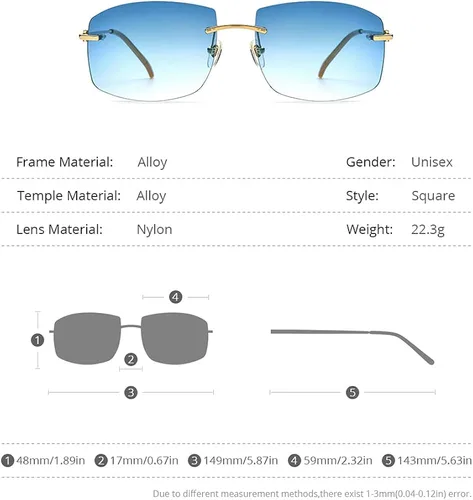 Vista 2 de HEPIDEM Gafas de sol cuadradas de gran tamaño para hombres con lente de nylon