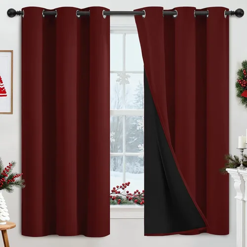 Vista 135 de Yakamok Cortinas negras, cortinas de ventana con aislamiento térmico y eficiencia energética para dormitorio, cortinas opacas completas y cortinas