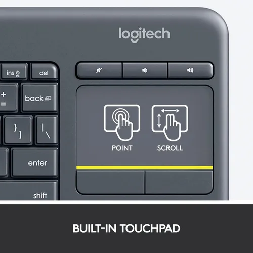 Vista 11 de Logitech K400 920-007119 Plus teclado táctil inalámbrico para TV conectado a computadora