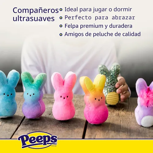 Vista 4 de Animal Adventure Peeps 4" Juguete de peluche de conejo Palm Pet coleccionable Azul