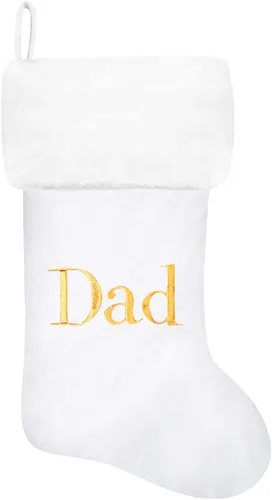 Vista 137 de Calcetines de Navidad bordados de 20 pulgadas con monograma, terciopelo negro con puño de felpa blanca supersuave, adornos clásicos para decoración