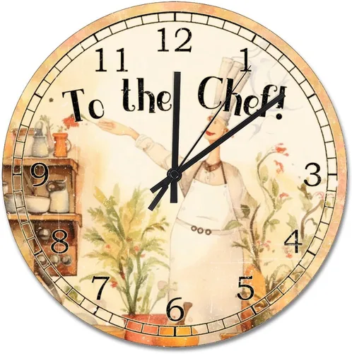 Vista 10 de ArogGeld Reloj de cocina de chef con números arábigos, reloj de pared personalizado de 10 pulgadas, funciona con pilas, decoración de pared