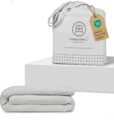 Vista 14 de Threadmill - Juego de funda de edredón de tamaño individual y color beige, funda de edredón transpirable, juego de 2 piezas de funda de edredón