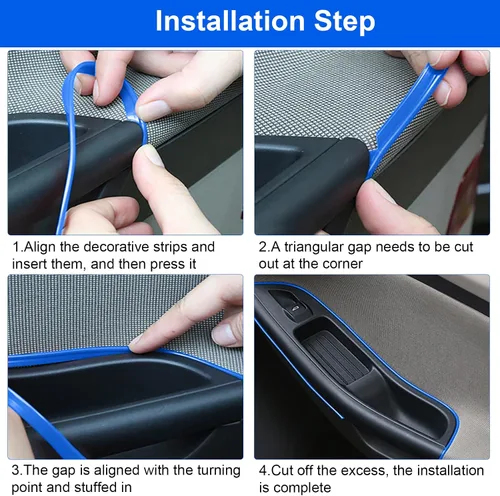 Vista 4 de Tiras decorativas para interior de automóvil, impermeables, ajuste universal y flexibles, tiras para insertar, incluye herramienta de instalación