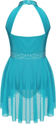 Vista 32 de CHICTRY Kids Girls Sparkly Rhinestone Ballet Gymnastics Leotards Modern Lyrical Dance Costume