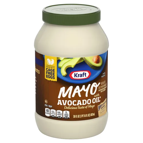Vista 5 de Kraft - Mayonesa reducida en grasa hecha de aceite de aguacate de (tarro de 30 onzas)- el embalaje puede variar