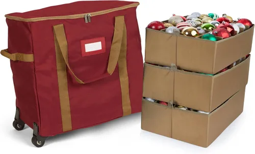 Vista 95 de Covermates Keepsakes Bolsa de almacenamiento ajustable para adornos, con asas de transporte, protección acolchada, ruedas dobles, almacenamiento