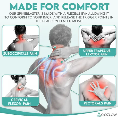 Vista 2 de COZLOW - Masajeador de punto de activación trapecio - Herramienta de liberación occipital con 14 protuberancias de masaje - Removedor de nudos