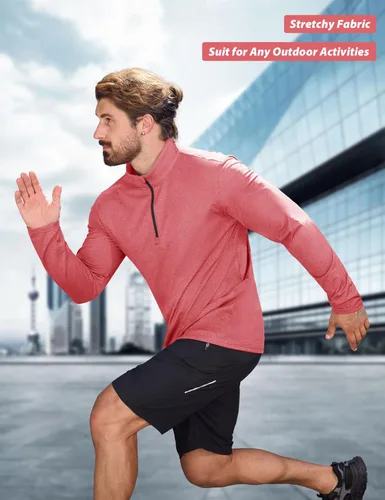 Vista 36 de MAGCOMSEN Sudadera de golf de manga larga con forro polar para hombre, con cremallera de 1/4, térmica, para correr