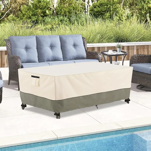 Vista 4 de Bitubi Funda para Mesa de Patio Rectangular/Ovalada de 60 Pulgadas, Funda para Mesa de Comedor Exterior Resistente e Impermeable para Invierno
