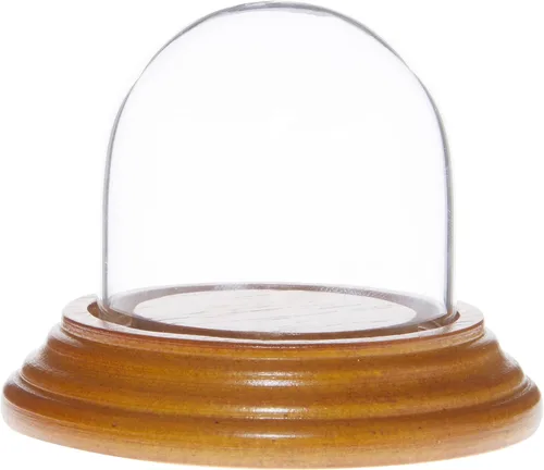 Vista 7 de Plymor 1.875" x 1.875" Mini cristal Display Dome Cloche (base de chapa de caoba oscura)