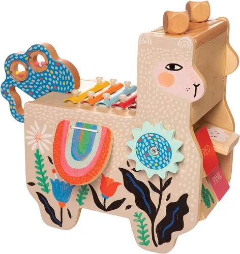Vista 7 de Manhattan Toy Pollo Musical Instrumento de Madera para Niños Pequeños con Xilófono, Baquetas, Platillo y Maraca, Azul