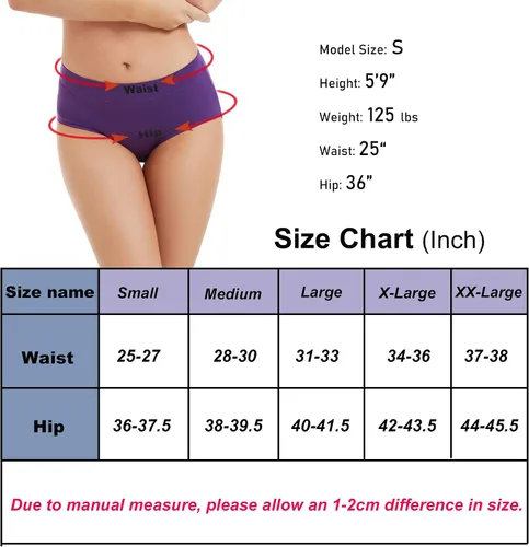 Vista 6 de HATSURE Ropa interior para el período para mujer, a prueba de fugas, de algodón, para la noche, bragas menstruales (paquete múltiple)
