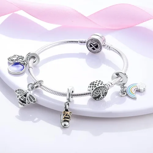 Vista 4 de Parmuz Charm Bracelet For Woman 925 Sterling Silver Basic heart clasp Iconic Moments Snake Chain Bracelet Gift for Teen Girls Men Mother Daughter