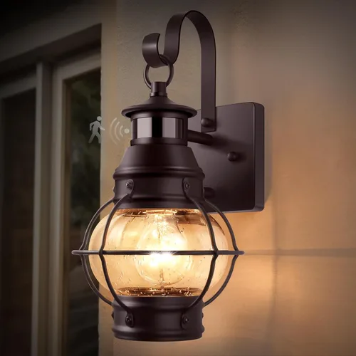 Vista 10 de Lamomo Lámpara de pared para exteriores, sensor de movimiento, luces de porche para exteriores, lámpara de pared negra del atardecer al amanecer
