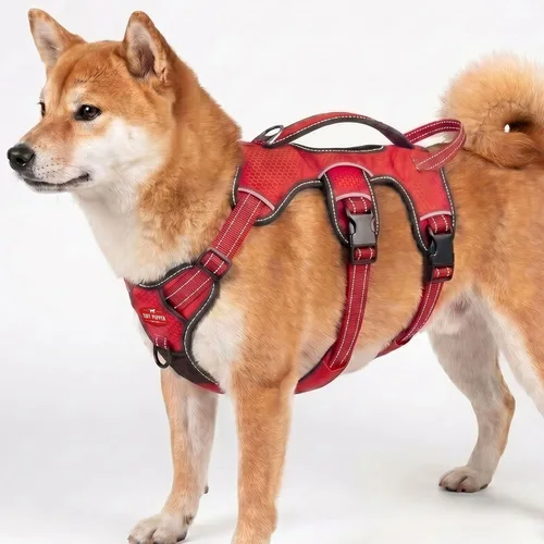 Vista 12 de Tuff Pupper Arnés para perro sin escape a prueba de escape, arnés ajustable de 5 puntos para perros, arneses acolchados para perros, arneses
