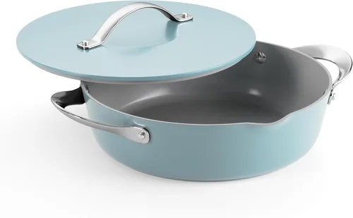 Vista 11 de Tramontina Fiora - Sartén antiadherente de cerámica con tapa de 4.25 Azul