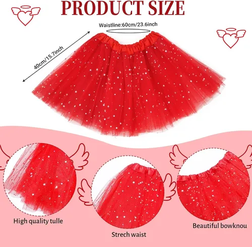 Vista 3 de 6Pcs White Angel Costume Set Feather Angel Wings Halo Headband High Tights Wand Tutu Skirt for Girls Cosplay