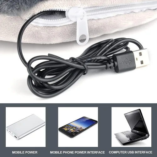 Vista 3 de Linkidea Calentadores de pies eléctricos con calefacción USB para hombres y mujeres, calentador de pies con almohadilla térmica, color gris