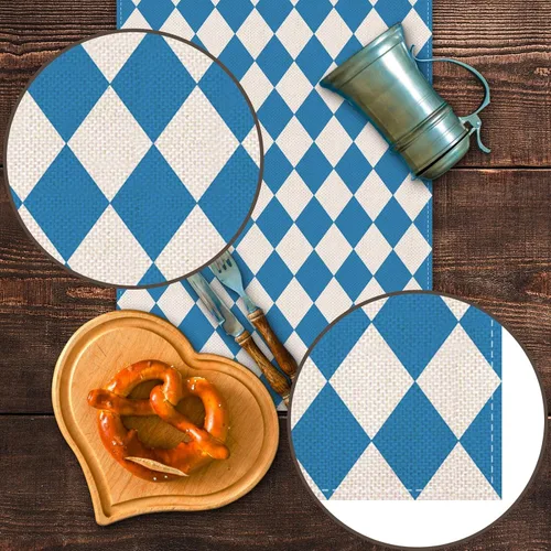 Vista 5 de Camino de mesa Oktoberfest para festivales de cerveza alemana bávara, fiesta, chimenea, cocina, comedor, decoración del hogar (13 x 72 pulgadas)