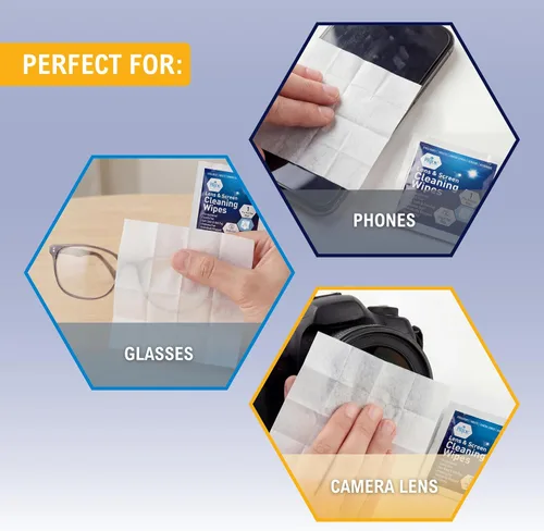 Vista 9 de MED PRIDE Toallitas de limpieza antivaho para lentes y pantallas para anteojos, pantallas táctiles, prehumedecidas, antiestáticas, de secado rápido