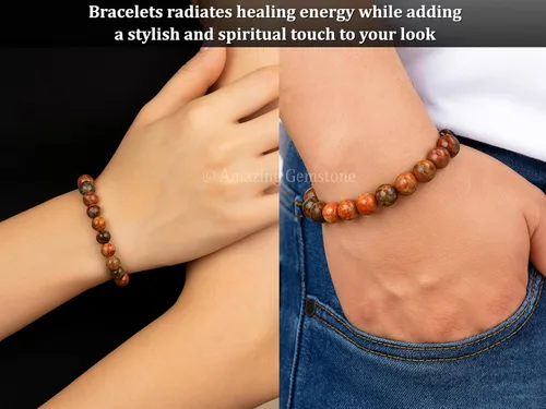 Vista 613 de Amazing Gemstone Crystal Bracelet for Women Men's Gifts - Protection Healing Crystal Bracelet - 8mm Gemstone Beaded Stretchable Bracelet Pulseras
