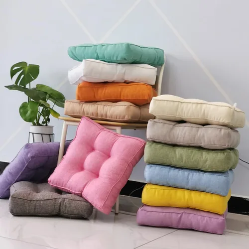Vista 3 de Cojín cuadrado sólido de 16 pulgadas para silla, estilo tatami, cojín antideslizante y grueso, tapete suave para silla de oficina, cocina, comedor