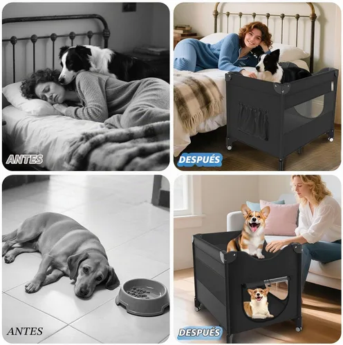 Vista 7 de Cama de noche para perro, literas plegables para cama humana Negro