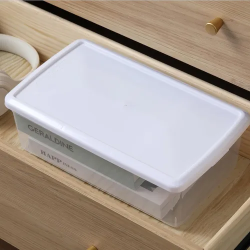 Vista 6 de novelinks - Paquete de 8 contenedores de plástico transparente para almacenamiento de zapatos de 6 cuartos de galón con tapas (blanco) Shoe Boxes