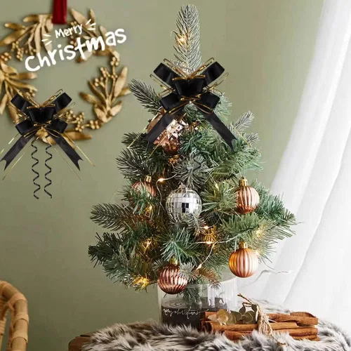 Vista 2 de 10 lazos de tracción, lazos negros para envolver regalos, lazos para cestas de regalo adecuados para Navidad, boda, cumpleaños, Halloween, día