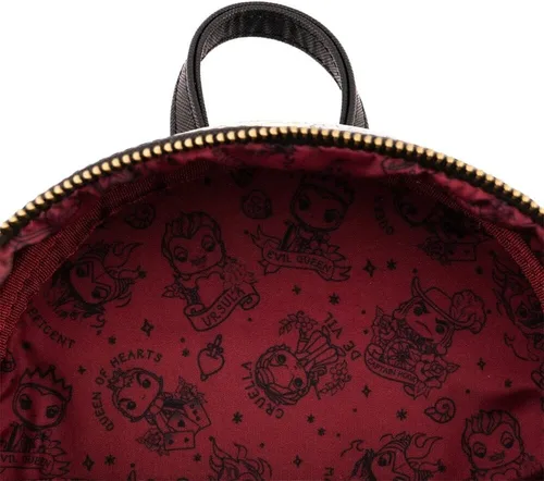Vista 4 de Loungefly POP Disney Villains Tattoo All Over Print - Bolso de hombro con doble correa para mujer, Multi