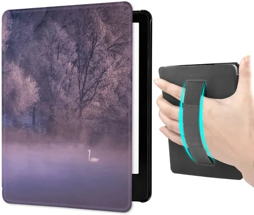 Vista 14 de Funda para Kindle Paperwhite (6.8", 11.ª generación, versión 2021) con correa de mano, funda inteligente rígida de PC con función de encendido