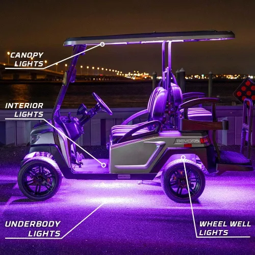 Vista 3 de LEDGlow Kit eléctrico de 12 piezas LED de millones de colores de 12 V-72 V para carrito de golf de 4 plazas, toldo para pozo de rueda y luces