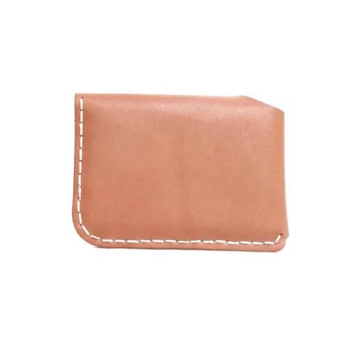 Vista 2 de Handmade Minimalist reclaimed leather Card Case Wallet Simple Thin and Large Capacity Front Pocket Card Holder (Light Brown)