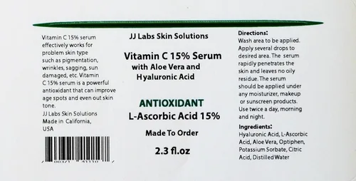 Vista 2 de Suero de vitamina C al 15% con ácido hialurónico y aloe vera (2.3 fl.oz)