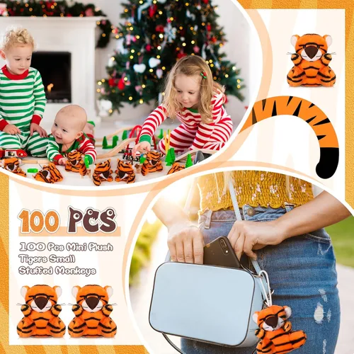 Vista 4 de Blueweenly 100 piezas de juguetes de peluche de animales pequeños de peluche a granel, mini llaveros suaves y lindos peluches pequeños, regalos a
