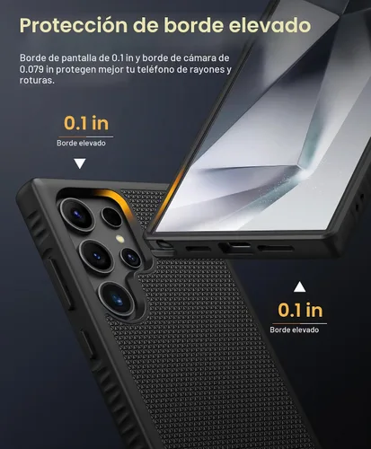 Vista 5 de Funda para Samsung Galaxy S24 Ultra, [probada en caídas de grado militar], delgada, ligera, duradera, resistente, a prueba de golpes, funda Negro