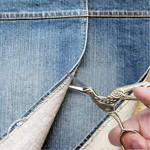 Vista 4 de Tijeras de coser con forma de cigüeña vintage, de acero inoxidable, tijeras de costura afiladas para bordado, manualidades, trabajo de arte y uso