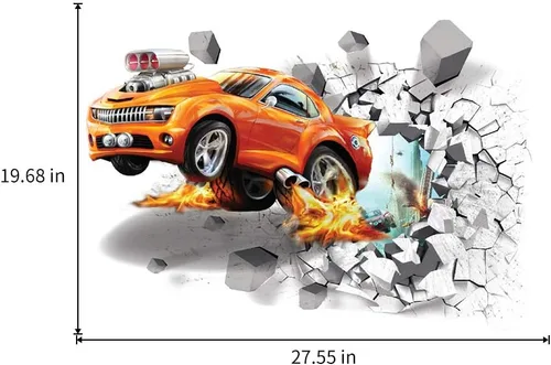 Vista 7 de Supzone Calcomanías 3D para automóvil, calcomanías de pared rota autoadhesivas, vinilo extraíble, arte de automóvil para niños, calcomanías de coche