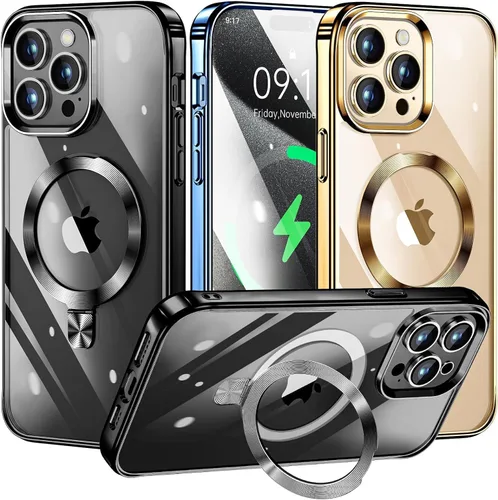 Vista 26 de [Anillo de CD compatible con soporte invisible MagSafe] Funda magnética para iPhone 12 / iPhone 12 Pro, parachoques galvanizado que no se pone